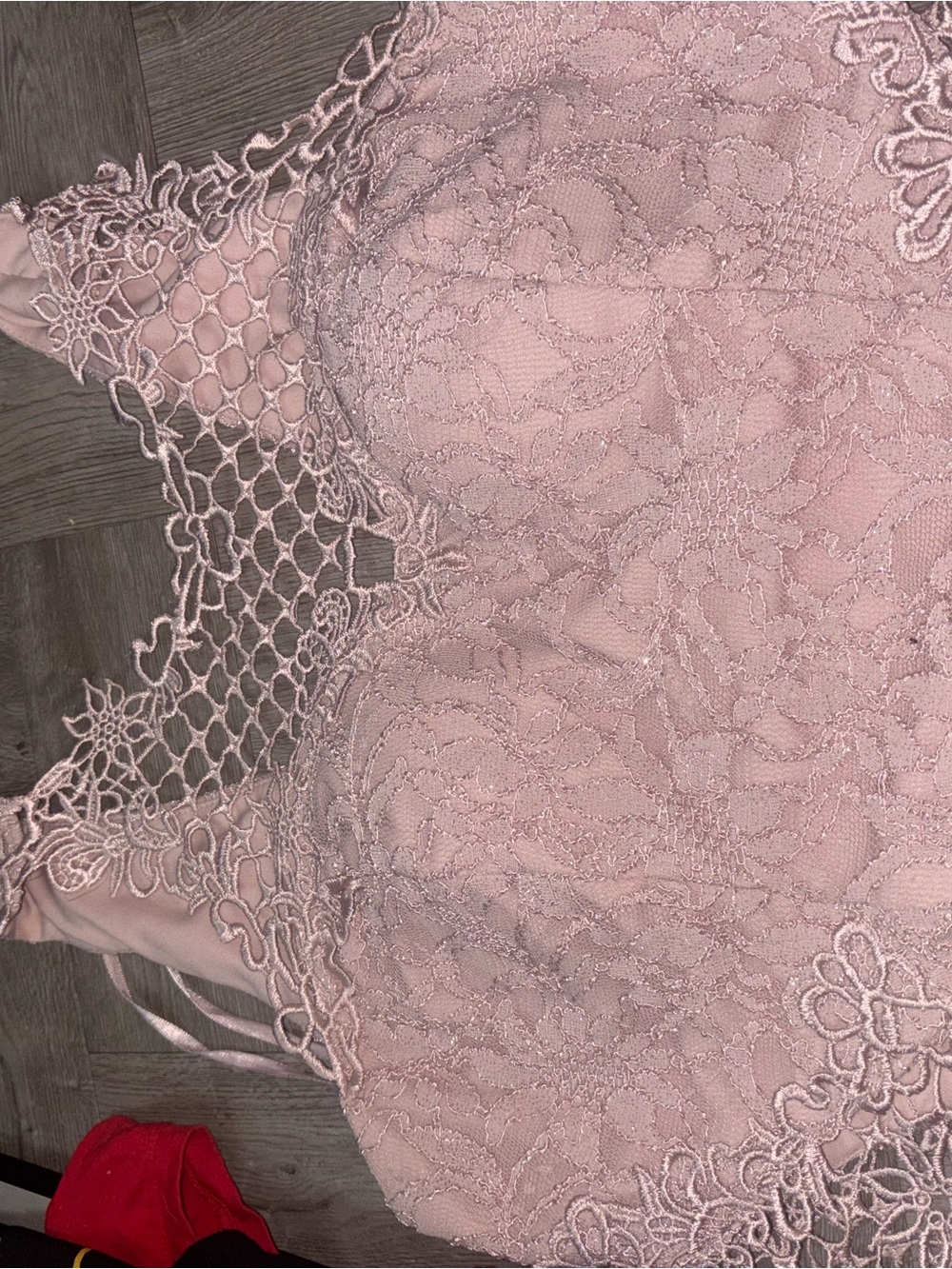 City Studio Blush Pink Lace Crochet Bandeau Crop Top